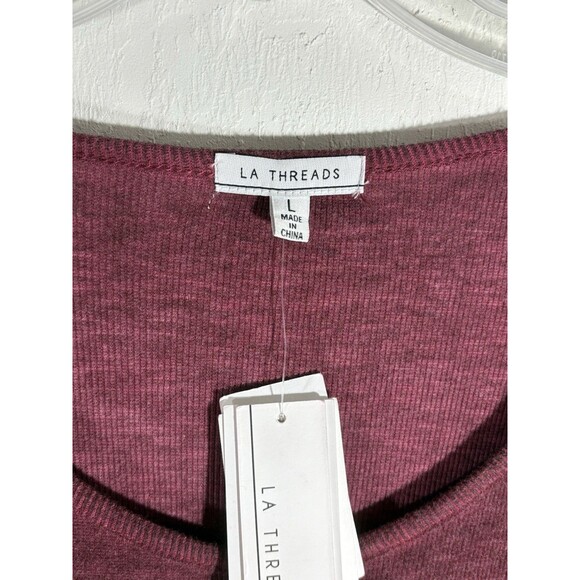 LA Threads NWT Women Burgundy LG Peasant Bohemian Blouse Lace Belle Flare Sleeve - Picture 6 of 9